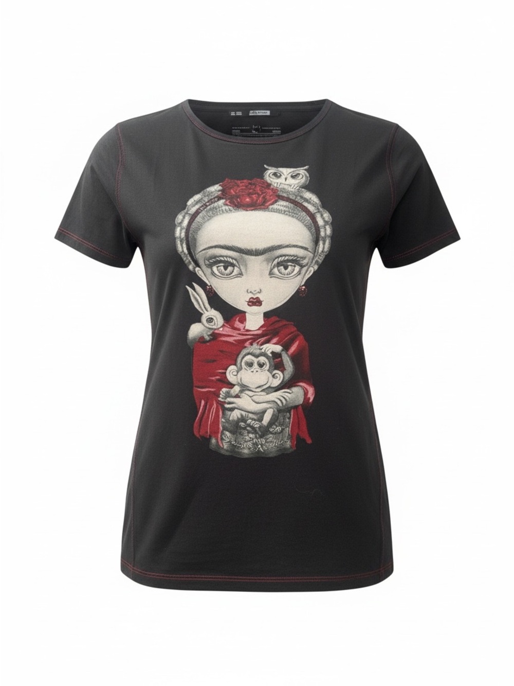 Women's Short-Sleeve Graphic Tee - Black with Red Print
